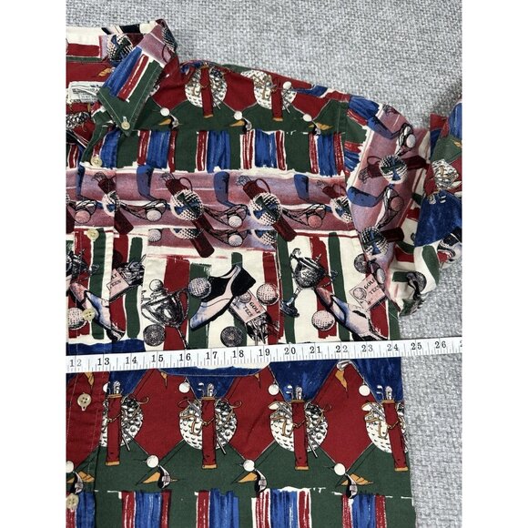 Vintage Natural Issue Shirt Mens Extra Large Red Blue Golf‎ All Over Print - Picture 6 of 9